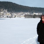 Lydia in front of Ponts de Martel